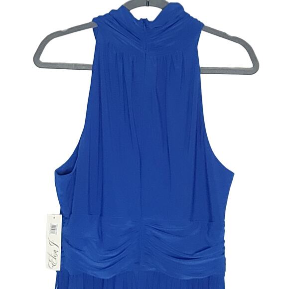 ELIZA J Halter Neck Cobalt Blue Sleeveless High Slit Maxi Dress, Size 16, NWT - Picture 6 of 9